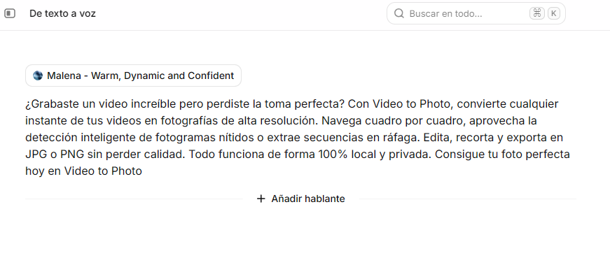 Interfaz de Lipsync en ElevenLabs